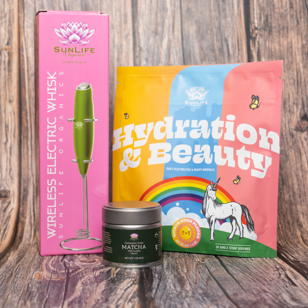 Electric Whisk + Hydration & Beauty + Small Matcha Tin