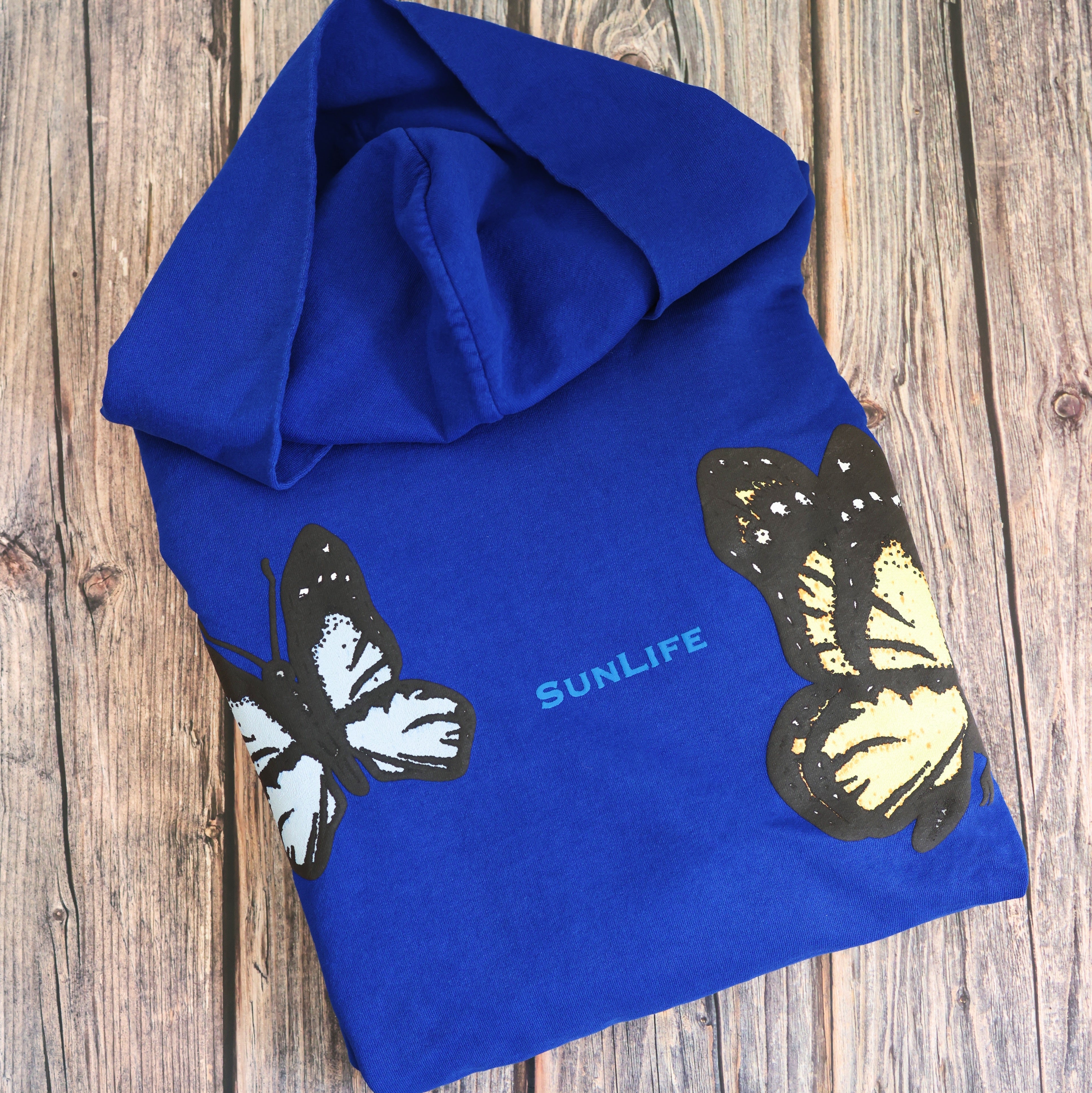 Blue butterfly hoodie on sale